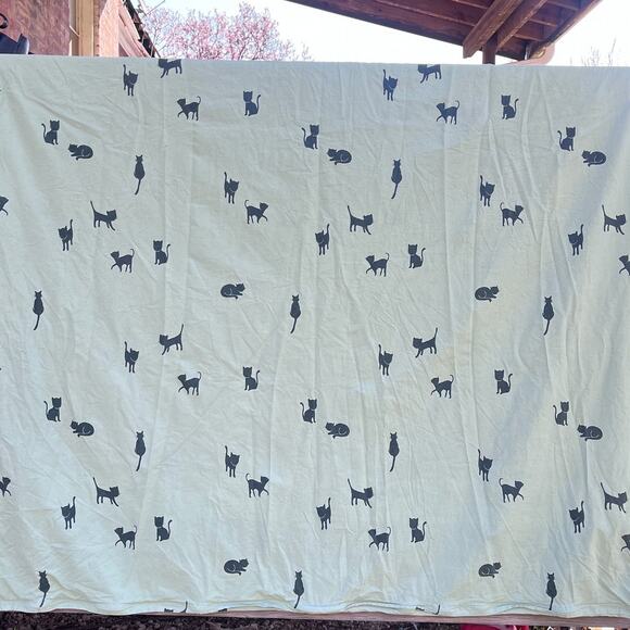 Ikea Barndrom Black Cat Kittens Twin Duvet Green Black Zip Closure Cat Lady - Picture 1 of 7